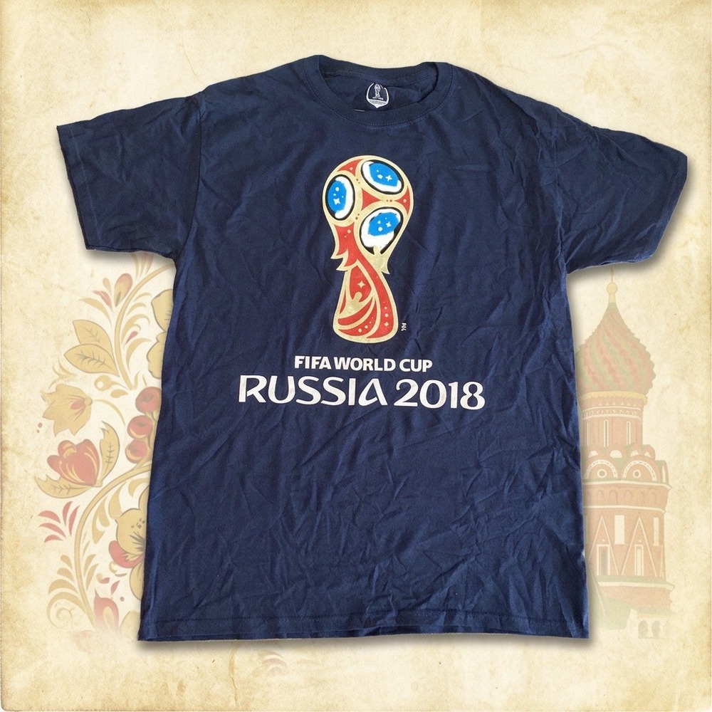 FIFA World Cup Russia 2018 Logo Navy Men's T-Shirt Size Medium